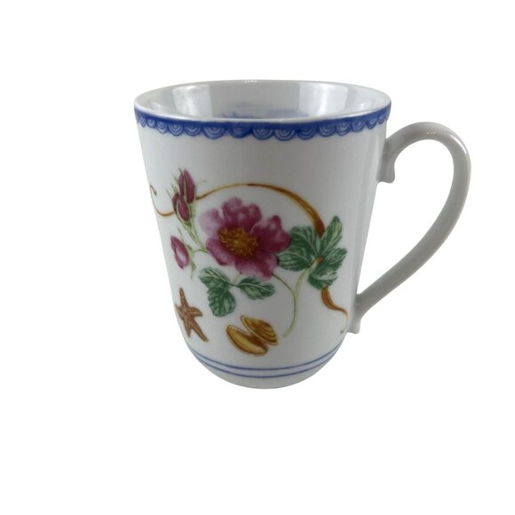 222 Fifth Beachcomber Collection Nautical Floral Discontinued Porcelain Mug - Picture 6 of 7